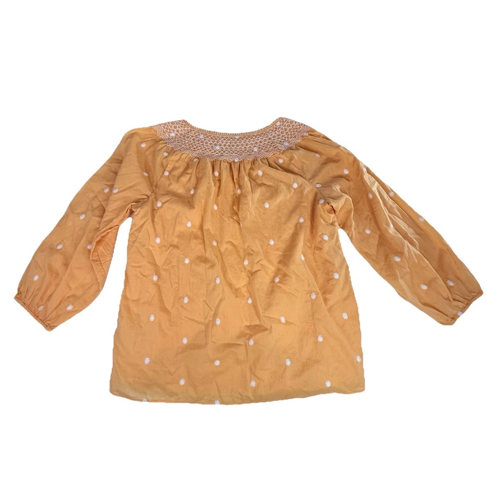 Talbots Petite MP Orange Embroidered Peasant Blouse Boho Cottagecore Top